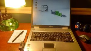 My 10-year-old Toshiba Satellite laptop running Linux Mint