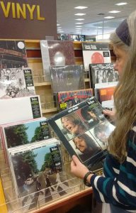 Timberley checks out the Beatles bins